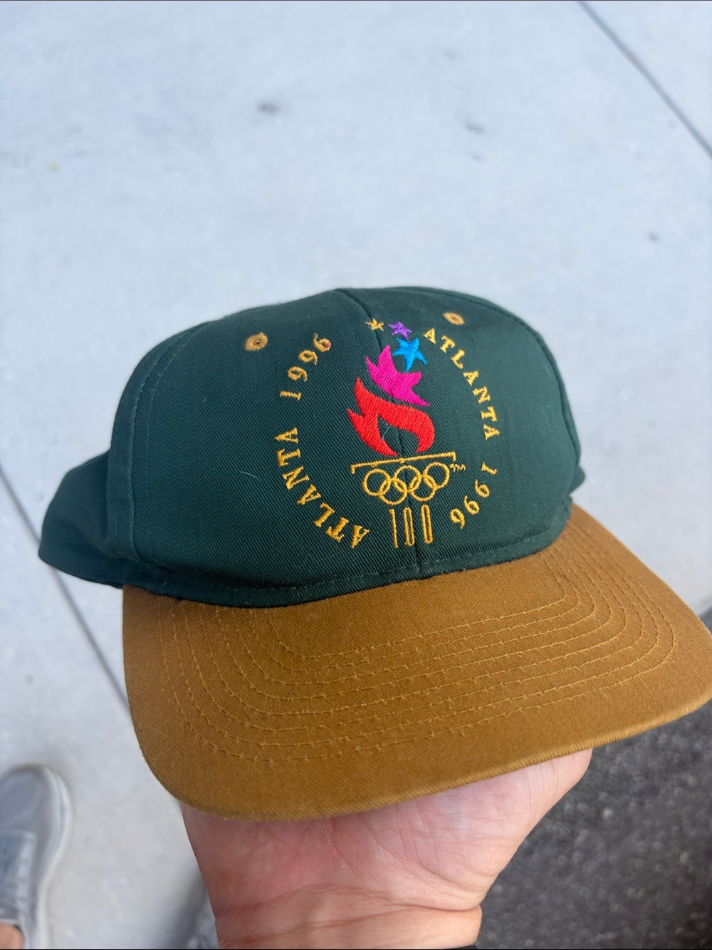 Vintage 1996 Atlanta Olympics Snapback Hat Green Gold Olympic Games Cap USA